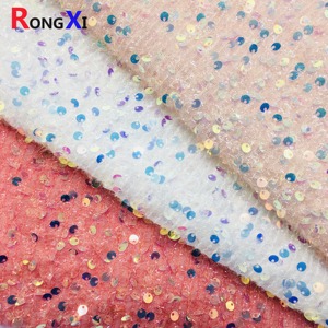 Hot Bán Nhà Cung Cấp Vàng Rxf2192 Sequin Nhung Vải 21 Màu Sắc Trong Suốt Pha Lê Sequin Ren Vải - Product Image 2