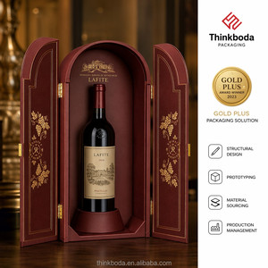 Coffret à <span class=keywords><strong>vin</strong></span> de luxe à double porte cintrée, design à toit bombé, estampage doré complexe, base sur pied personnalisée, étui à spiritueux - Product Image 1