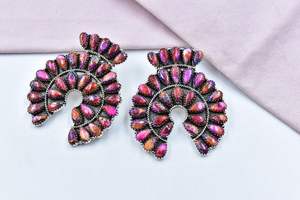 <b>Pink</b> Dahlia Turquoise & Sterling Silver Post Earrings silver earrings for women gemstone jewelry gift - Product Image 4