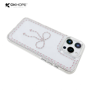 OKHOPE custodia per telefono con strass trasparente con anello magnetico, motivo a cuore sorridente - Product Image 4