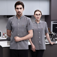 Chemise d'été à manches courtes pour hommes, uniformes de restaurant et de bar, vêtements de travail, vestes de chef cuisinier avec logo brodé