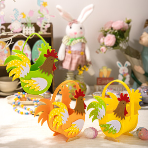 Venta caliente Año Nuevo Decoraciones de Pascua Lindo estéreo <span class=keywords><strong>Gallo</strong></span> Fieltro Tote Bag Colorido Pascua Cesta de almacenamiento Dulces Decoraciones para fiestas - Product Image 2
