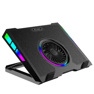 Enfriador de Notebook para juegos, producto más nuevo de 2021, luz LED RGB, soporte de almohadilla de refrigeración para portátil con 5 ventiladores