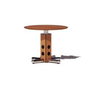 โต๊ะอาหารไม้เนื้อแข็งทรงกลมสไตล์วินเทจ ขาโลหะ ดีไซน์บาวเฮาส์ เฟอร์นิเจอร์ห้องรับประทานอาหารที่มั่นคง - Product Image 5