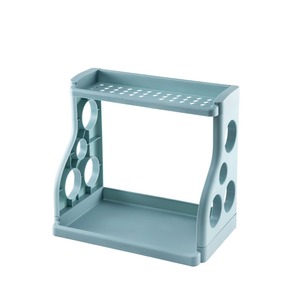 Household Foldable Double-Tier Plastic Kitchen Spice Rack Floor-Standing Multi-Purpose Organizer - Product Image 5