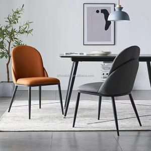 Chaise de salle à manger moderne de luxe très vendue, confortable, avec dossier arrondi et détails tressés, revêtement en similicuir, mobilier de maison - Product Image 6
