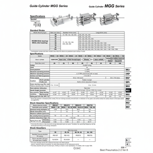 Cylindre de guidage MGGMF32-300 SMC Pneumatics - Product Image 1