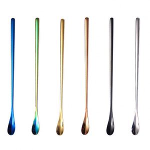 Cuillères à café et à dessert colorées en acier inoxydable 304 de haute qualité, personnalisées, en gros, avec long manche - Product Image 1