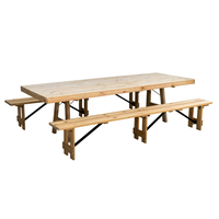 Table à manger pliante en pin massif naturel pour événements rustiques, fermes et fournitures de mobilier de mariage commercial