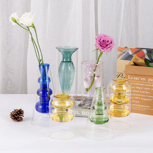 Modern Double Wall Teal Tabletop Flower <strong>Vase</strong> Glass <strong>Cylinder</strong> <strong>Vase</strong> for Weddings - Product Image 3