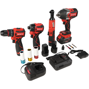 مجموعة أدوات كهربائية لاسلكية بدون فحمات 4 في 1: مفك براغي طرق، مفتاح ربط كهربائي، مثقاب كهربائي، وسقاطة - Product Image 6