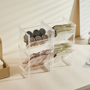 Nouvelle boîte de rangement de bureau anti-poussière pour la maison, idéale pour les capsules de café, les articles divers du bureau, et les aliments de cuisine en plastique. - Product Image 2
