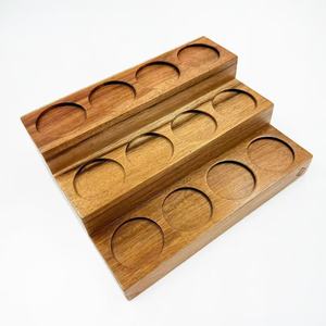 Acacia Wood <b>Spice</b> Rack With Glass <b>Jars</b> Wooden Lids Airtight Kitchen Storage Multi Layer Desktop Organizer - Product Image 2