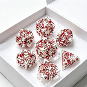 Kit de dados metálicos poliédricos con escultura de dragón calado, juego de 7 dados de metal esmaltado para juegos de rol de mesa, para amantes de los juegos y coleccionistas de hobbies - Product Image 1