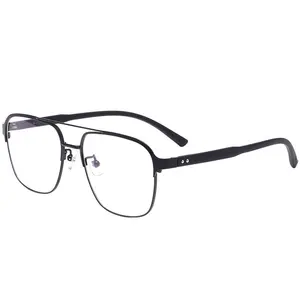 Óculos grande de liga de titânio tr90, óculos unissex anti-azul de negócios com feixe duplo