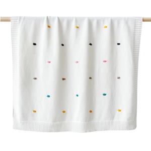 Produits personnalisés <span class=keywords><strong>Bebe</strong></span> Couverture douce pour bébé nouveau-né Couverture en coton douillette à pois tricotée - Product Image 2