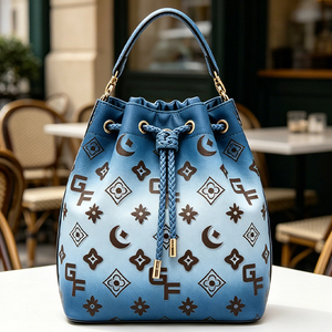 Bolso de Hombro Tipo Bandolera con Cordón y Monograma <span class=keywords><strong>GF</strong></span> en Azul Degradado para Mujer, con Correa Desmontable, Ideal para Uso en Exteriores y Negocios - Product Image 2