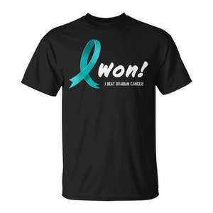 Camiseta con lazo verde para sobrevivientes: Gané la batalla contra el cáncer de ovarios - Product Image 2