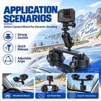 Support de fixation rotatif Ayberk à ventouse extensible pour smartphone, appareil photo reflex numérique et caméra d'action, pour pare-brise et tableau de bord de voiture