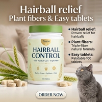 Comprimés à croquer pour le contrôle des boules de poils de chat avec herbe d'orge et psyllium, triple fibre, haute qualité, pour chatons, toute l'année, marque privée