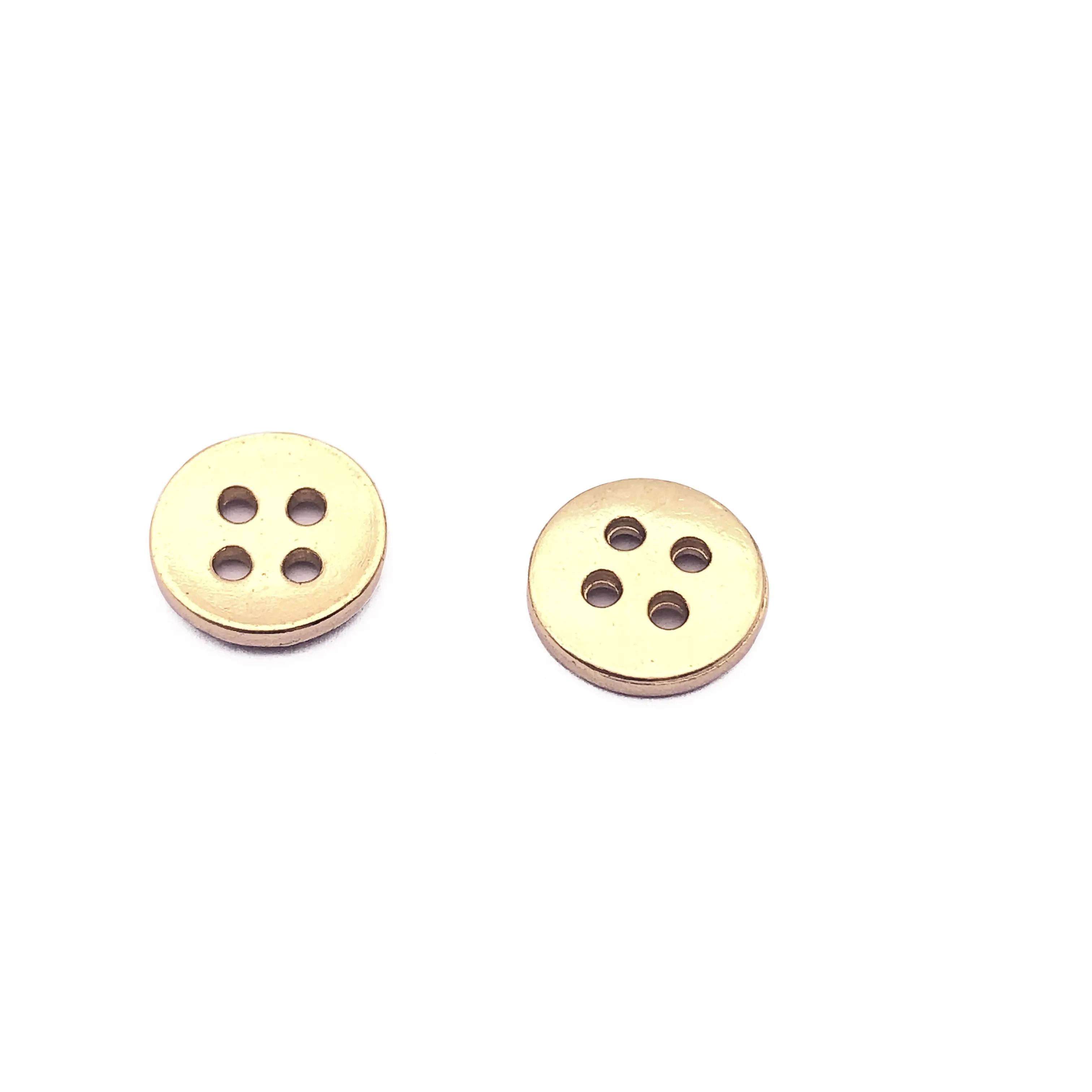 कस्टम बटन सिलाई 16एल 4 छेद वाले सुनहरे रंग के धातु शर्ट बटन 4 छेद वाले बटन