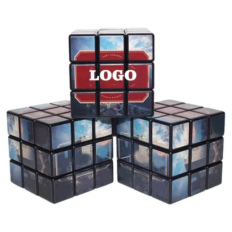 3x3x3 cubo mágico quadrado de plástico promocional, arte para publicidade abs, grande cubo mágico com logotipo