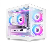 Boîtier d'ordinateur de bureau vertical MATX en acier blanc avec vue sur la mer, verre double face, RGB, pour jeux e-sport, prend en charge la conception de refroidissement par eau