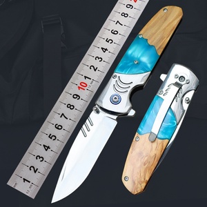 Cuchillo de Caza y Camping con Hoja de Acero Inoxidable y Mango de Madera de Olivo + Resina de Color, Marca HK, 210mm, Diseño Creativo OEM 1 - Product Image 2