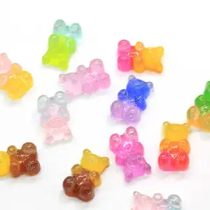 Decorative 100ピース/バッグGradient Color Cute Mini Bear Shaped Beads For DIYクラフトDecor Charms Room Desktop家具記事