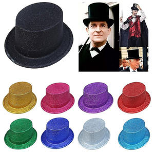 Chapeau de performance jazz en plastique doré avec paillettes, chapeau de costume de <span class=keywords><strong>magicien</strong></span>, chapeau de smoking - Product Image 3