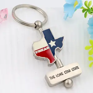 Gantungan kunci logam pemintal dibuat sesuai pesanan kerajinan logam gantungan kunci souvenir turis Texas kustom