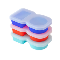 Conteneur de stockage d'aliments pour bébé en silicone de qualité alimentaire à 2 compartiments de 4,25 oz, sans BPA, étanche, boîte à collation pour enfants, compatible micro-ondes et congélateur