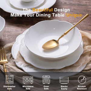 JQY Europa <span class=keywords><strong>Relieve</strong></span> Estampado Cerámica Plato Retro Encaje Blanco Cerámica <span class=keywords><strong>Vajilla</strong></span> Lujo Comedor Platos PARA EL Hogar Restaurante - Product Image 5