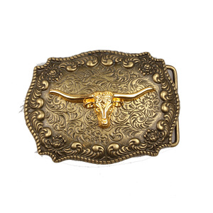 Western Cowboy Style Glatter Zink legierung gürtel für Schnalle Custom Size Kuhkopf und Bronze Design für Taschen Zubehör - Product Image 4