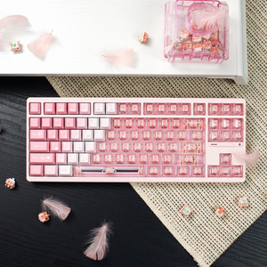 Bạc Hà kẹo tuyết núi dâu nhịp tim Gradient màu hồng trong suốt Bàn Phím Cơ khí Keycaps tùy chỉnh toàn bộ PBT + PC - Product Image 2