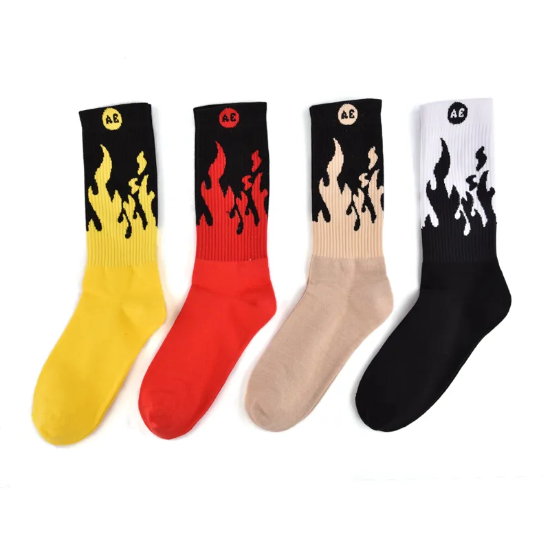 Solid Color street style hip hop custom made logo man jacquard crew socks men wholesale socks