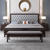 Nouveau style chinois Derniers modèles de lits en bois Lit en bois massif de luxe avec rangement pour meubles de chambre à coucher à prix d'usine