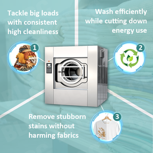 Lavadora-Extractora Industrial Eléctrica Totalmente Automática <span class=keywords><strong>de</strong></span> 100 kg, 130 kg, 150 kg para Lavandería <span class=keywords><strong>de</strong></span> Hotel con Acero Inoxidable 304 - Product Image 4