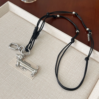 Collier Coréen Style Sportif en Forme de Cœur avec Pendentif Chiot, Pièce Tendance pour Femme, Chaîne Longue pour Pull avec Pompon en Cordon de Bambou