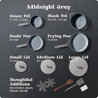 Ensemble de casseroles en céramique antiadhésives de qualité supérieure - Triple couche, 12 pièces, avec couvercles en verre, fond en acier inoxydable, compatible four