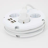 Regleta de alimentación de escritorio 16A universal de viaje con múltiples tomas, 4 USB y 2 puertos de carga, enchufe de extensión con cable