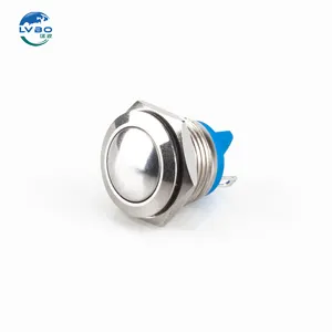 LVBO Factory Customer Metal Buttons Hazard Warning Metal Switch Round 16mm Metal Push Button Switch For Car Marine Autotruck