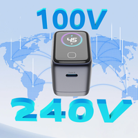 Cargador GaN Original de 45W, Carga Súper Rápida, Mini Adaptador de Viaje con Enchufe para EE. UU., Reino Unido y UE, Certificado Inteligente PD QC Multipuerto