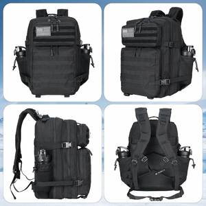 Mochila Táctica de Lona de 45L, Estilo MOLLE, Impermeable, para Campismo, Senderismo, Entrenamiento, Color Negro - Product Image 3