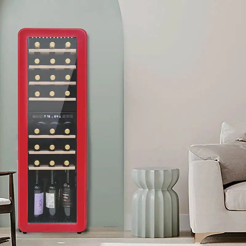 Dispositivo di raffreddamento personalizzato per vino e bevande con Logo rosso freddo mobile frigo con stile unico espositore automatico distributore di vino