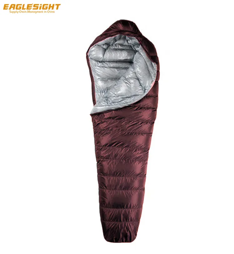 Ultra light weight down mummy sleeping bag for cold weather winter camping