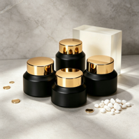 Pot à crème noir mat en gros avec bouchon à vis doré, conteneur cosmétique vide, emballage personnalisé pour produits de soin, idéal pour le beurre corporel