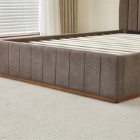Cadre de lit en bois réglable au design minimaliste pour lit Queen/King avec tête de lit haute et tissu doux – Ensembles de meubles de chambre en promotion