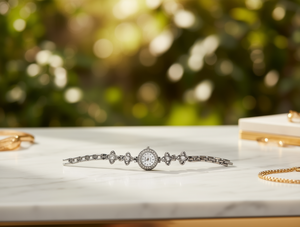 Orologio da Donna con Cristalli e Strass, Design Floreale, Elegante Gioiello da Festa, Stile Bracciale in Lega di Zinco - Product Image 2