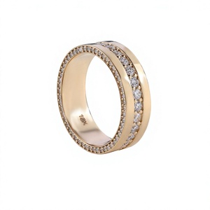 Round Cut <b>Mens</b> Wedding Band Yellow Gold Channel <b>Set</b> Eternity <b>Ring</b> Wide Plain Border Statement Fine Jewelry <b>Ring</b> - Product Image 1